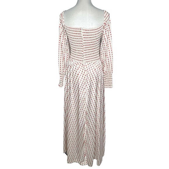 Vintage 60s 70s Rare Denise Are Here Tulip Print Elastic Ruched Maxi Dress Small - Picture 5 of 11
